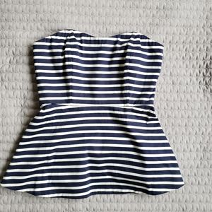 Navy/White Strapless Top
